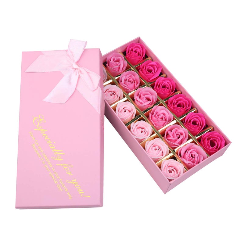 Rotumaty 18 PCS Floral Scented Bath Soap Rose Flower Petals, Plant Essential Oil Rose Soap Set, Best Gifts for Her Women Girls Mom Lover Birthday Valentine Christmas (Pink) - Image 1